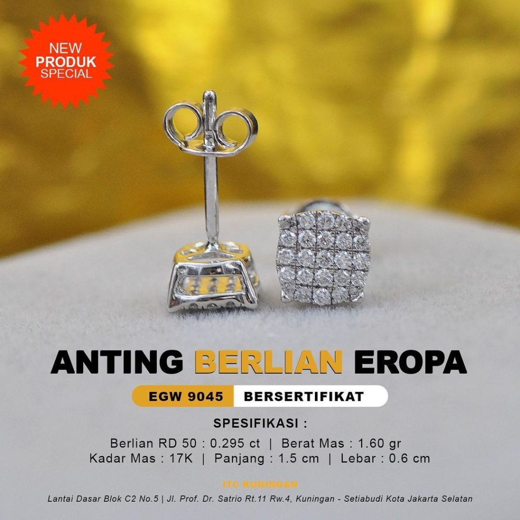 ANTING BERLIAN WANITA MODEL SUNFLOWER MEWAH