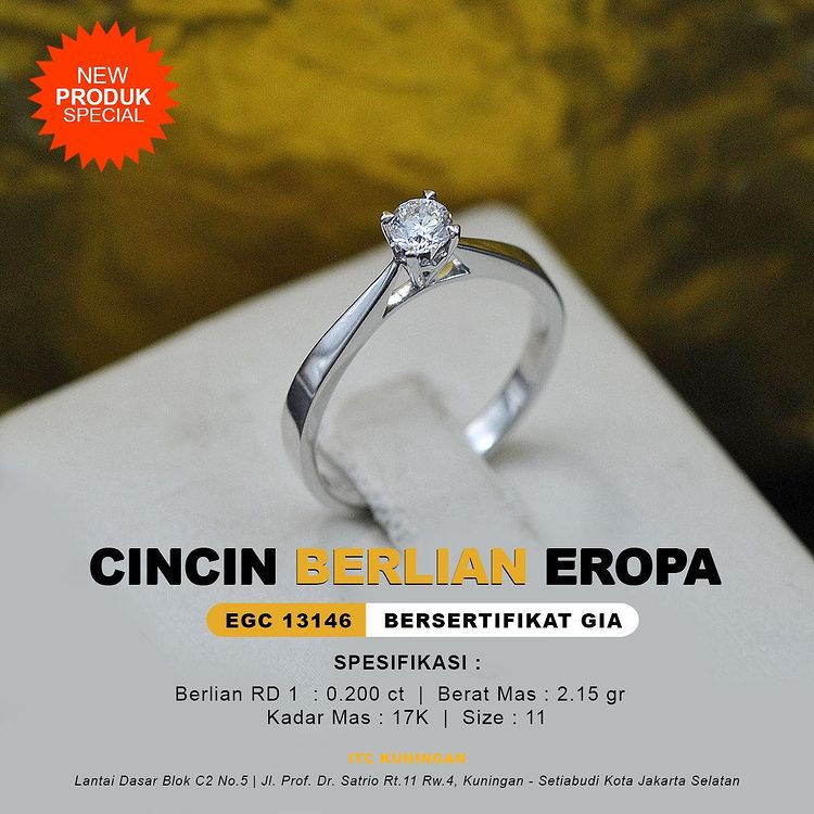 CINCIN BERLIAN GIA EGC 13146 BERLIAN ASLI GIA COLOR E