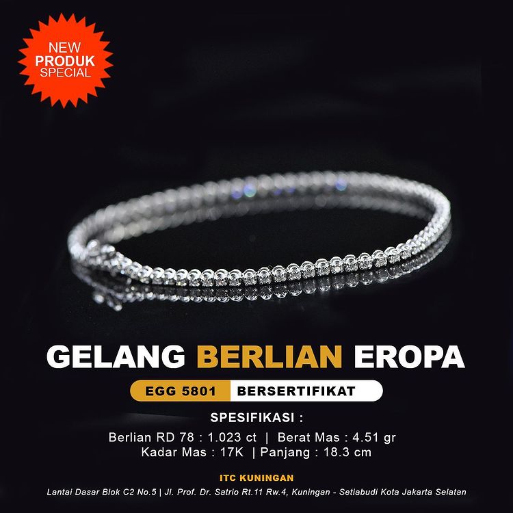 Gelang berlian wanita model listring mewah (1)