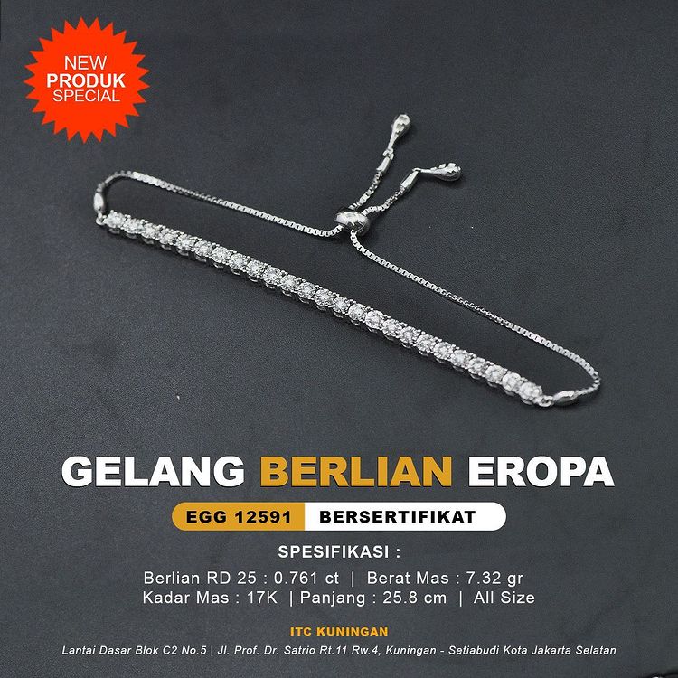 Gelanng berlian wanita model serut listring mewah (2)