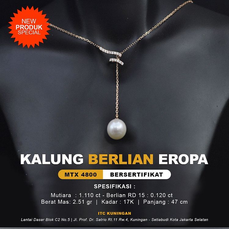 Kalung berlian wanita model mewah dengan mutiara dan tampilan elegant (1)