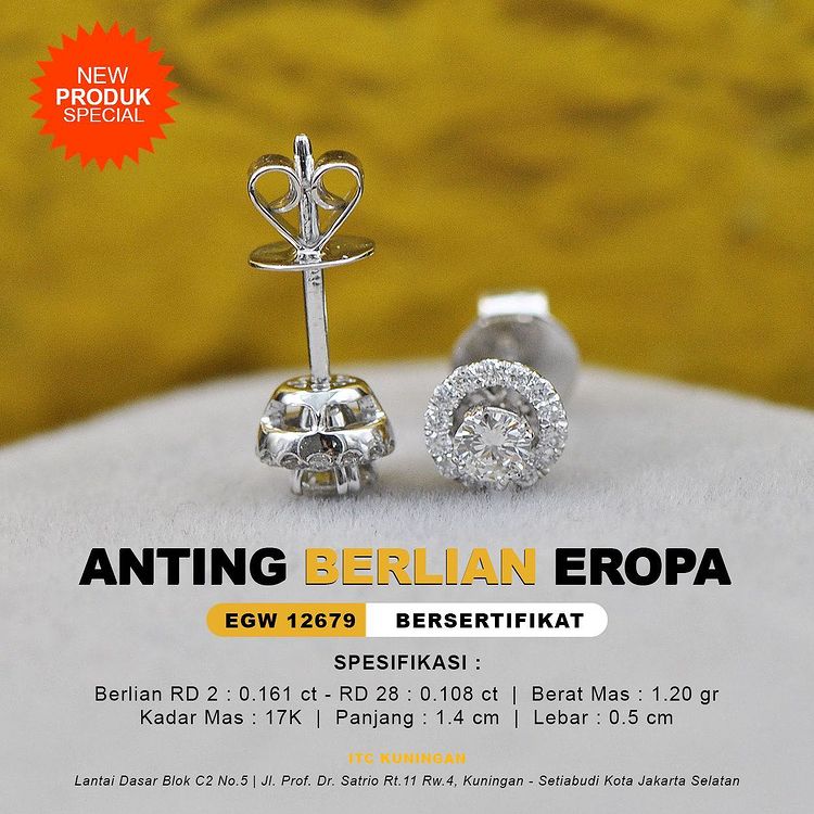 Anting berlian asli model kekinian simple dan cantik (1)